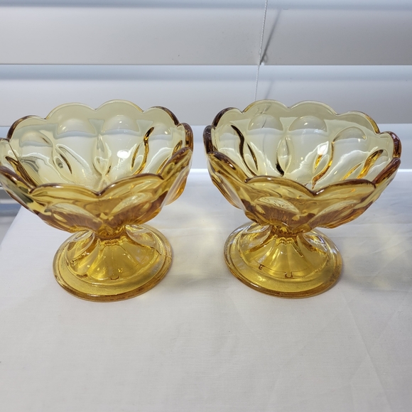 VINTAGE AMBER COMPOTE BOW 2 PICES - Picture 9 of 16